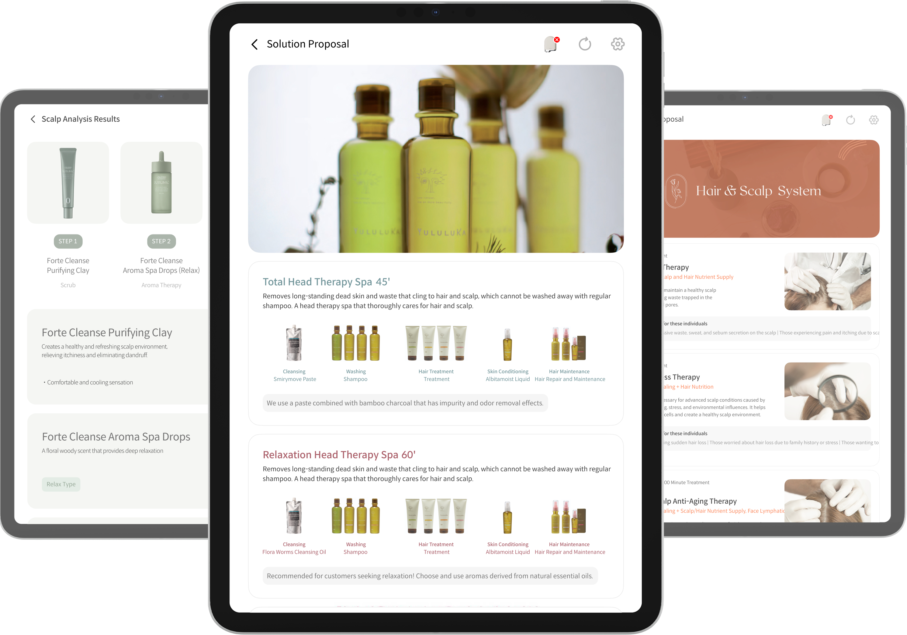 Examples of customized product recommendations within the application